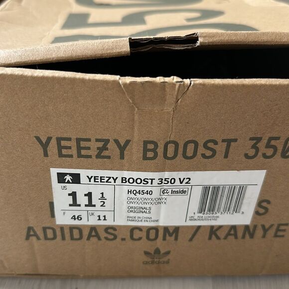 Adidas Men's Yeezy Boost 350 V2 Shoes Black 11.5‎ New With Box - Picture 10 of 14